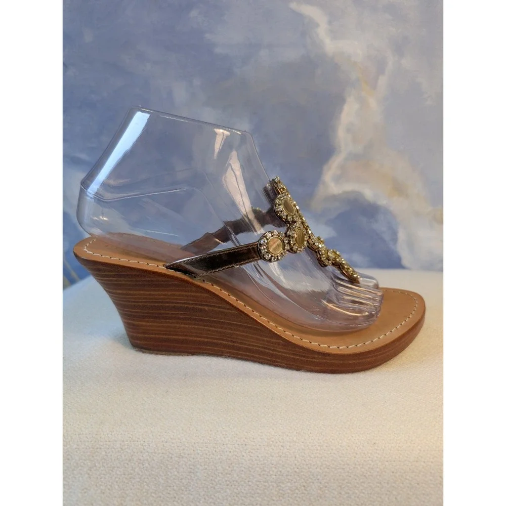 Mystique 'Lagos' SZ 7 Bronze Rhinestone And Mother Of Pearl Embellished Thong...